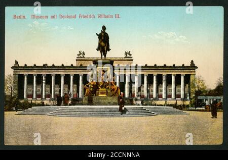 Europa, Deutschland, Berlin, Altes Museum mit dem Denkmal Friedrich Wilhelms III. , Postkarte, chicked am 19. 03. 1913 , Verlag unbekannt . / Europa, Deutschland, Berlin, Altes Museum mit dem Denkmal von Friedrich Wilhelm III. (Friedrich Wilhelm III), Postkarte, gesendet 19. 03. 1913 , Verlag unbekannt . Stockfoto