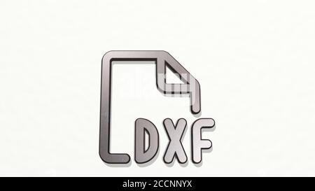 DESIGN-DATEI DXF 3D-Symbol an der Wand, 3D-Illustration Stockfoto