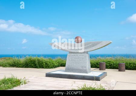 Fukoka, Japan - Kenotaph für die Schlacht von Tsushima auf der Insel Oshima, Munakata, Fukuoka, Japan. Dies ist ein Denkmal für Russisch und Japanisch Stockfoto