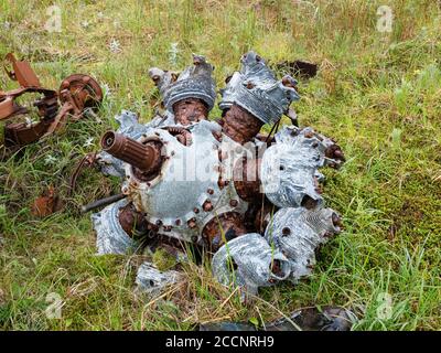 Überreste der Kriegsmaschinerie des Zweiten Weltkriegs auf Kiska Island, Aleutians, Alaska. Stockfoto