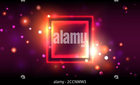 Heller Party-Hintergrund, abstrakte rote Rahmen mit einem goldenen Glanz funkelt auf einem dunklen Hintergrund, quadratischen Ort für Text, Vektor Stock Vektor