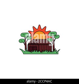 Bauernhof Symbol Logo Vektor Design Vorlage Illustration Stock Vektor