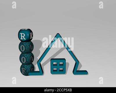 DACH 3D Symbol und Würfel Buchstaben Text, 3D-Illustration Stockfoto