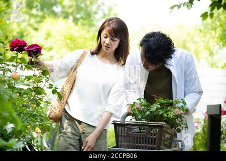 Reifes Paar Einkaufen im Gartenladen Stockfoto