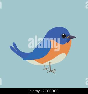 Eine niedliche Bluebird Comic Illustration. Auf blauem Hintergrund ausschneiden. Stock Vektor