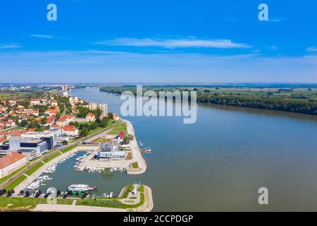 Luftaufnahme des Stadtzentrums von Vukovar, Slawonien und Srijem Regionen von Kroatien Stockfoto