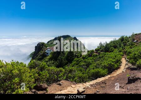 Pico Ruivo Haus an einem sonnigen Tag in Santana, Madeira, Portugal Stockfoto