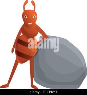 ANT-Symbol in der Nähe von Steinen. Cartoon von Ameise in der Nähe Stein Vektor-Symbol für Web-Design isoliert auf weißem Hintergrund Stock Vektor