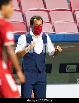 Lissabon, Lissabon, Portugal, 23. August 2020. Hasan ( Brazzo ) Salihamidzic, FCB Sportdirektor feiert 1-0 Tor, glücklich, lachen, Feier, Kingsley COMAN, FCB 29 im Finalspiel UEFA Champions League, Finalturnier FC BAYERN MÜNCHEN - PARIS ST. GERMAIN (PSG) 1-0 in Season 2019/2020, FCB, © Peter Schatz / Alamy Live News / Pool - die UEFA-VORSCHRIFTEN VERBIETEN DIE VERWENDUNG VON FOTOS als BILDSEQUENZEN und/oder QUASI-VIDEO - Nationale und internationale Nachrichtenagenturen REDAKTIONELLE Verwendung NUR für die redaktionelle Verwendung Stockfoto