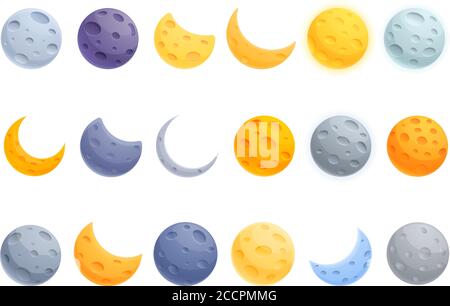 Mondsymbole eingestellt. Cartoon Satz von Mond Vektor-Symbole für Web-Design Stock Vektor
