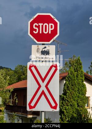 Pettenbachbahn in Österreich. Gesehen in Pettenbach am Traunsee, Gmunden Stockfoto