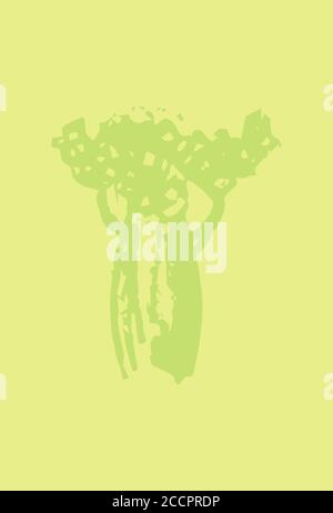 Leere Postkarte mit Baobab Baum Silhouette. Botanischer Stempel oder Wasserzeichen auf vertikaler Karte. Begrüßung zum Erdtag. Sommer Urlaub im Freien Banner Vorlage. Stock Vektor