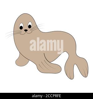 Cartoon Farbe Fell Dichtung Umriss. Vektor-Farbdarstellung isoliert auf weißem Hintergrund. Dekoration für Grußkarten, Poster, Flyer, Drucke für Klo Stock Vektor