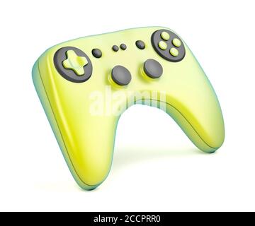 Farbenfroher Gaming-Controller auf weißem Hintergrund Stockfoto