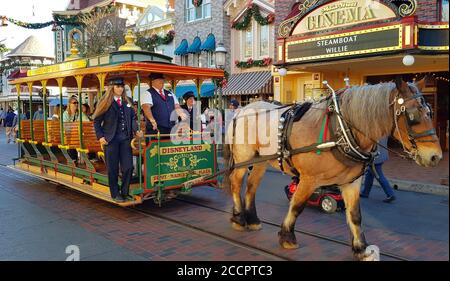 Pferdekutsche im Disneyland Park, Anaheim California, USA Stockfoto
