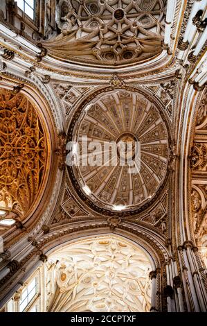 Decke der Kathedrale von Cordoba in Cordoba, Andalusien Spanien. Stockfoto