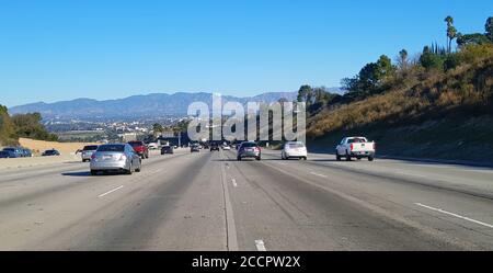 Route 101 mit Hollywood Hills im Blick, Kalifornien, USA Stockfoto