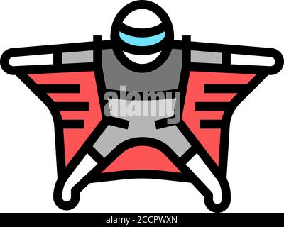 Fliegende Wingsuit Sportsman Farbe Symbol Vektor Illustration Stock Vektor