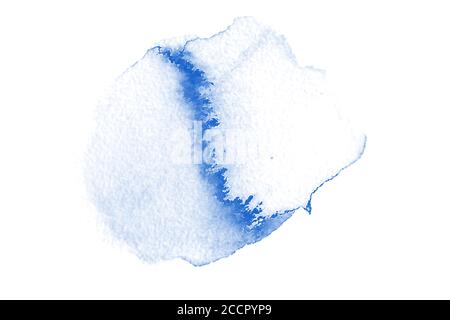 Abstrakte blaue Aquarell Hand malen Textur, isoliert auf weißem Hintergrund, Aquarell texturierten Hintergrund, Aquarell Tropfen, verfolgt Stockfoto