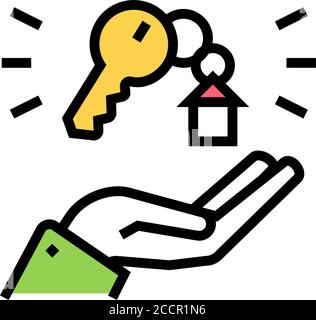 Hand halten Haus Taste Farbe Symbol Vektor Illustration Stock Vektor
