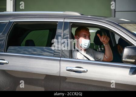 Dejan Kulusevski kommt am Tag 1 der Saison (2020/2021) für Juventus FC im Allianz Stadion in Turin, Italien 24. august 2020 an Stockfoto