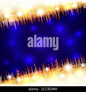Golden Bright Mosaik Glanz Rahmen mit leeren dunkelblauen Raum für Text, Vektor-Hintergrund, gut organisierte Ebenen Stock Vektor