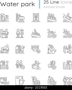 Lineare Symbole für den Wasserpark sind eingestellt Stock Vektor