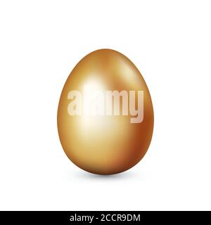 Goldenes Ei isoliert auf weißem Hintergrund. Osterei. Reichtum und Geschäftskonzept. Vektor realistische Illustration Stock Vektor