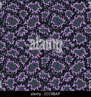Nahtloses Schlangenmuster. Schwarze und rosa Reptilien wiederholende Textur. Strukturierte Schlangenhaut modischen Hintergrund. Mode und stylischer Tierdruck für Stockfoto