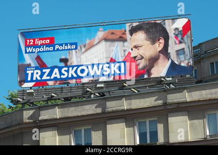 Polen Wahlplakat für Rafal Trzaskowski ( Bürgermeister von Warschau ) Ein Kandidat für die Präsidentschaftswahl im Juli 2020 Stockfoto