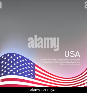 Kreativer Hintergrund für amerikanisches patriotisches Urlaubsdesign mit gewellter usa-Flagge. US National Poster. Business Booklet, Cover, Banner in usa Farben. Vecto Stock Vektor