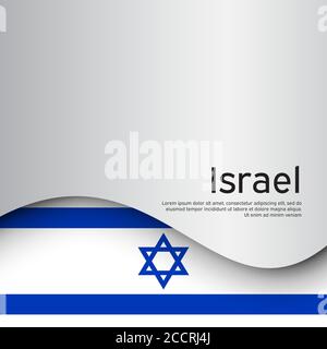 Israel gewellte Flagge auf weißem Hintergrund. Nationales Plakat. Staat israel patriotischen Flyer, Banner. Hintergrund der israelischen Flagge. Geschäftsbroschüre. Papier geschnitten st Stock Vektor