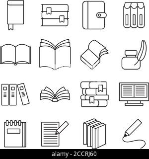 Bündel von sechzehn Büchern Literatur Satz Symbole Vektor Illustration Design Stock Vektor