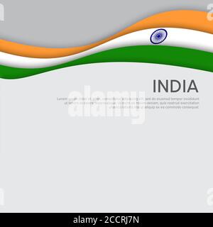 Abstrakt winkende Flagge Indiens. Papierschnitt. Kreativer Hintergrund für patriotisches Weihnachtskarten-Design. National Poster. Staatliche indische patriotische Abdeckung, Stock Vektor
