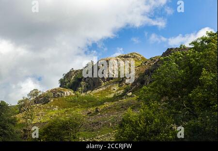 The Castle Rock of Triermain in the Vale of St Johns (St Johns in the Vale) Lake District National ParkRocky Fellside, Stockfoto