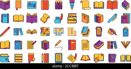 Bündel von fünfzig Büchern Literatur Satz Symbole Vektor Illustration Design Stock Vektor