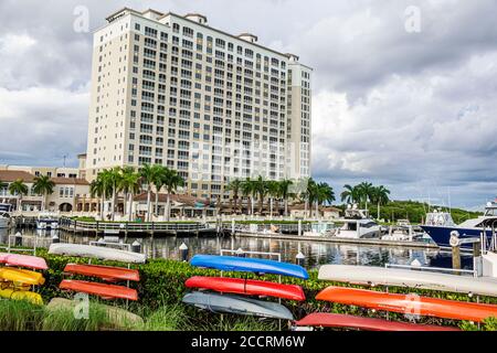 Cape Coral Florida, Tarpon Point, Westin Cape Coral Resort in Marina Village, Hotel-Hotels Unterkunft Inn Motel Motels, Hochhaus Wolkenkratzer am Wasser Stockfoto