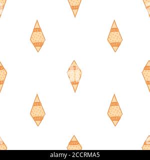 Muster gefüllt orange Diamant Form Kritzeleien Nahtloses Muster Vektor Hand Gezeichnet Doodle Stil Illustration Oberfläche Design Stock Vektor