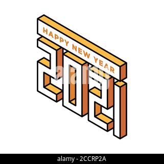 2021 Isometrische Vektor-Illustration des neuen Jahres Kunst. Minimal 2021 Vektor Feiertagsdekoration Elemente für Design, Postkarte, Grußkarten und Einladungen Stock Vektor