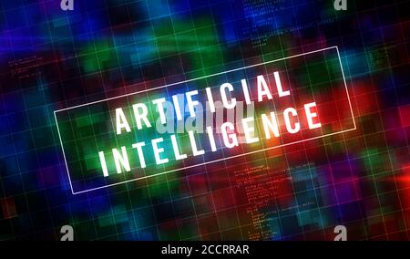 Künstliche Intelligenz, digitales maschinelles Lernen, ai, Industrie 4.0 und kybernetisches Gehirn futuristisches Konzept. Abstrakte 3d-Darstellung. Virtu Stockfoto