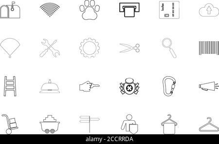 Web-Service Umriss schwarz Farbe set Umriss Stil Vektor-Illustration Stock Vektor