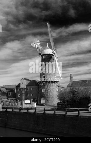 Frühlingsansicht von Maud Foster Windmill, Boston Town, Lincolnshire County, England Stockfoto