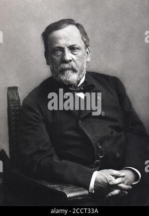 Porträt von Louis Pasteur (1822-1895). Pasteur war ein französischer Biologe, Mikrobiologe und Chemiker, der für seine Entdeckungen über die Prinzipien der Impfung, mikrobieller Fermentation und Pasteurisierung bekannt war. Foto von Paul Nadar, Datum unbekannt. Stockfoto