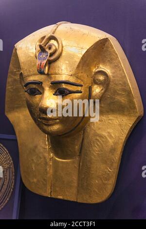 Goldene Grabmaske von Amenemope, Museum ägyptischer Altertümer, Kairo Stockfoto