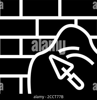 Zement auf Ziegelwand Glyphe Symbol Vektor Illustration Stock Vektor