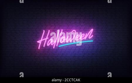 Halloween Neon Vektor-Zeichen. Halloween Feiertagsdesign Stock Vektor