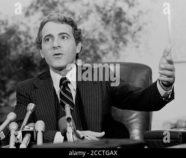 San Francisco, Bezirksstaatsanwalt von 1976-1979, Joseph Freitas Jr, hält eine Pressekonferenz ab. Oktober 1979 Stockfoto