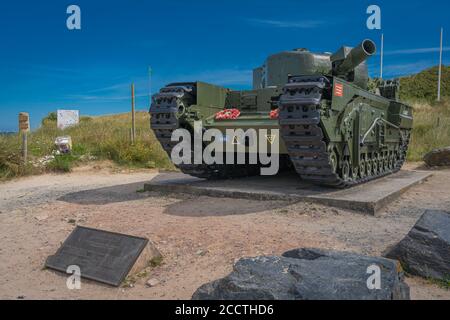 Graye-Sur-Mer, Frankreich - 08 04 2020: Juno Beach, Churchill Tank Stockfoto