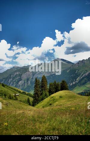 Alpenpanorama in Vals in der Schweiz Stockfoto