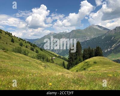 Alpenpanorama in Vals in der Schweiz Stockfoto